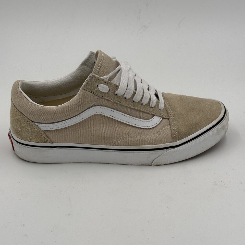 Van's Men's Size 7.5 Beige And White Striped Gum Casual Sneakers Used
